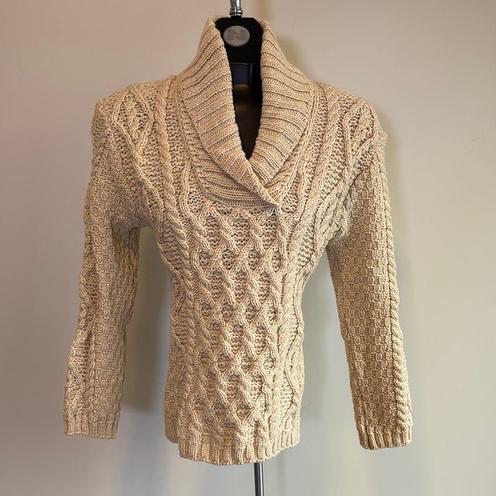 Irelands Eye 🇮🇪 Cozy Cable Knit Cowl Neck Sweater - Cream